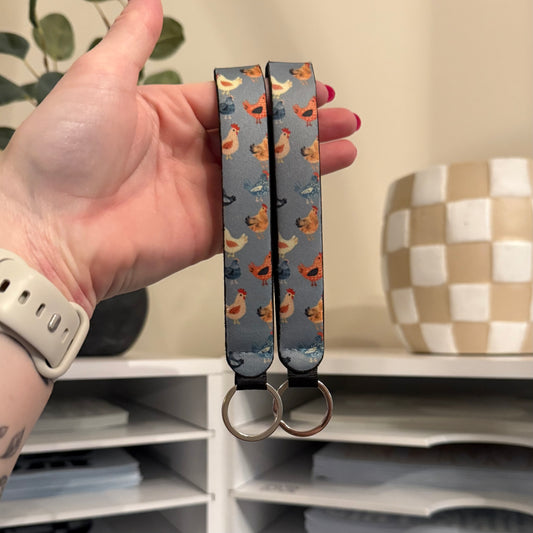 Chickens Wristlet Keychain
