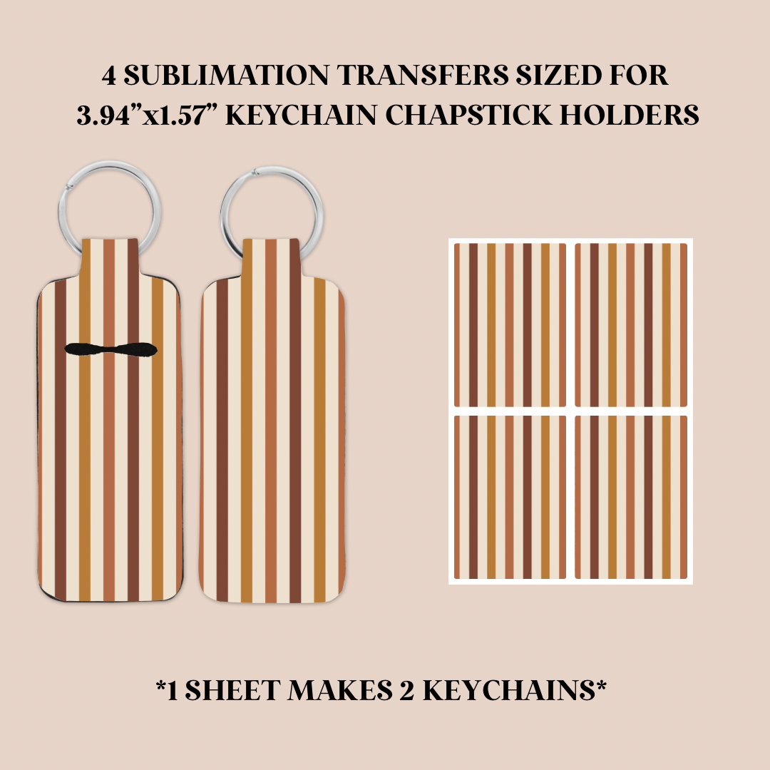 Fall Stripes Keychain Chapstick Holder Sublimation Transfer