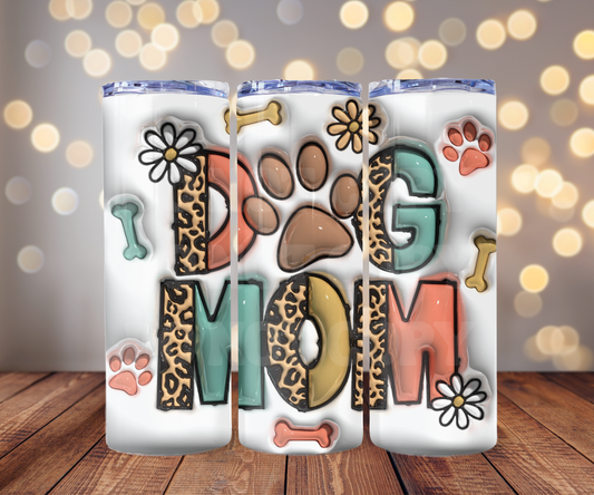 Dog Mom 3D 20 oz Skinny Tumbler Sublimation Transfer - Seamless