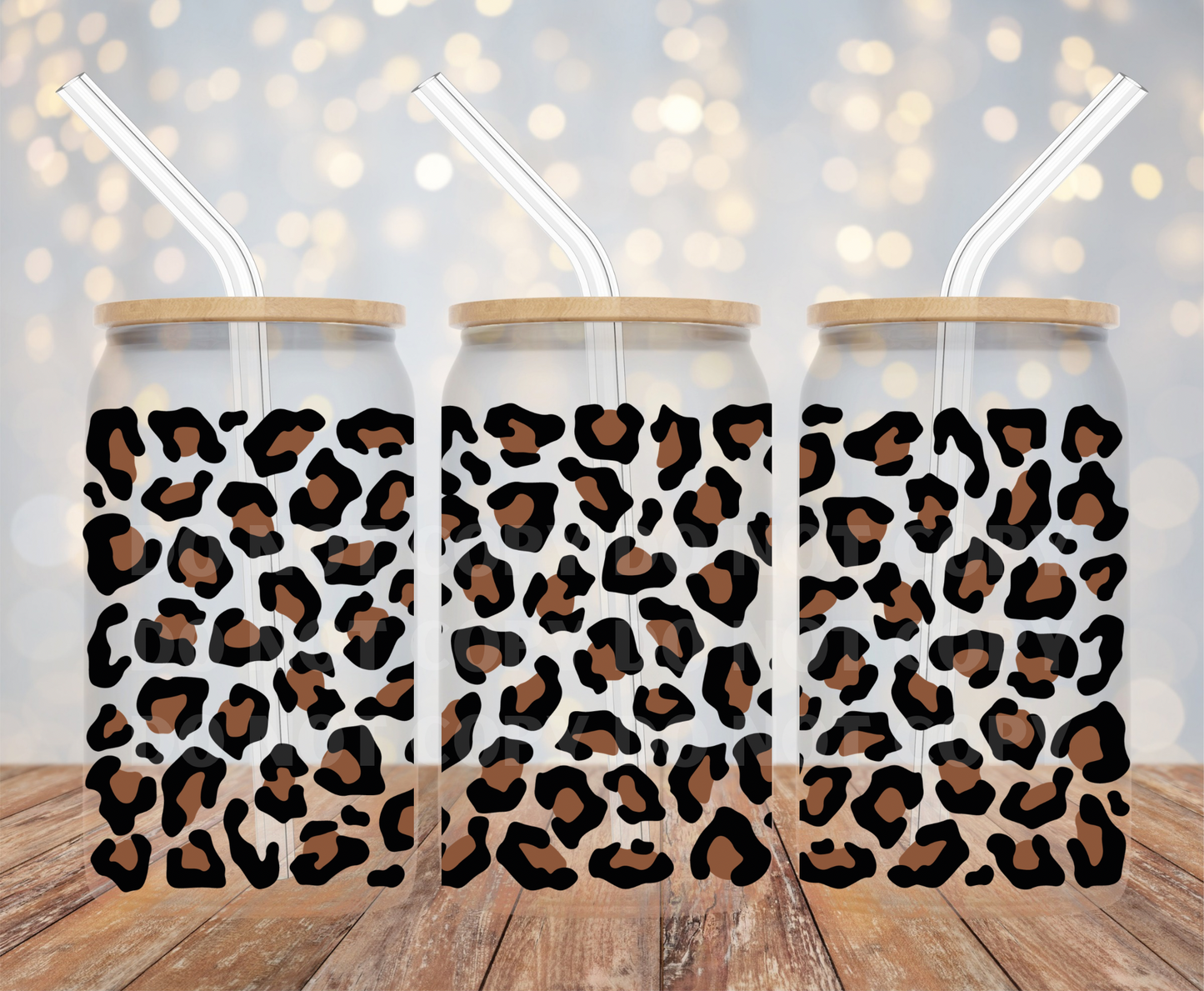 Leopard Print UVDTF 16oz Glass Can Wrap