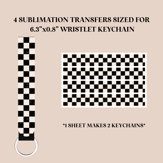 Black & White Checker Wristlet Keychain Sublimation Transfer