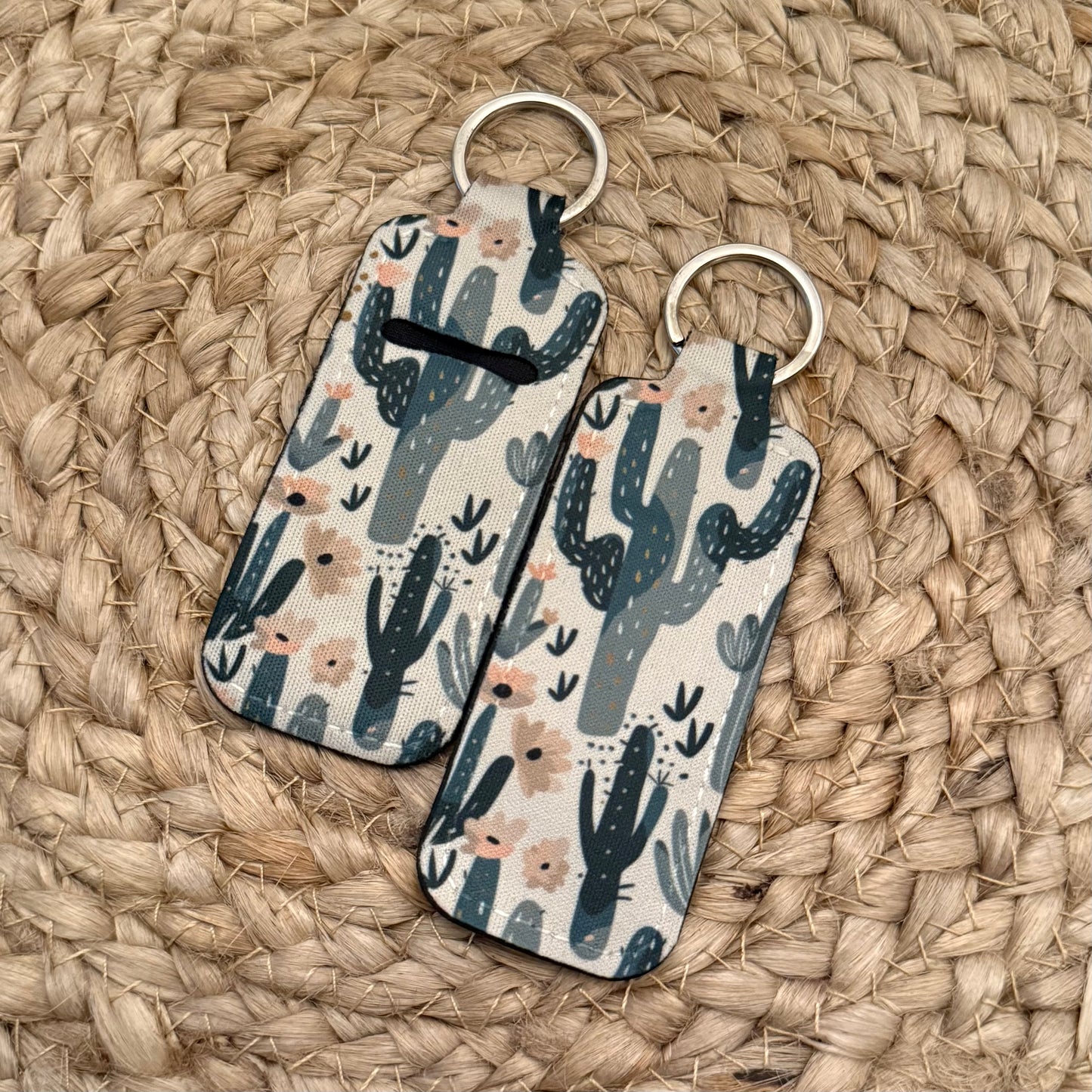 Boho Cactus Chapstick Holder Keychain