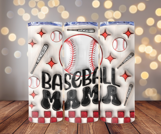 Baseball Mama 3D 20 oz Skinny Tumbler Sublimation Transfer - Not Seamless