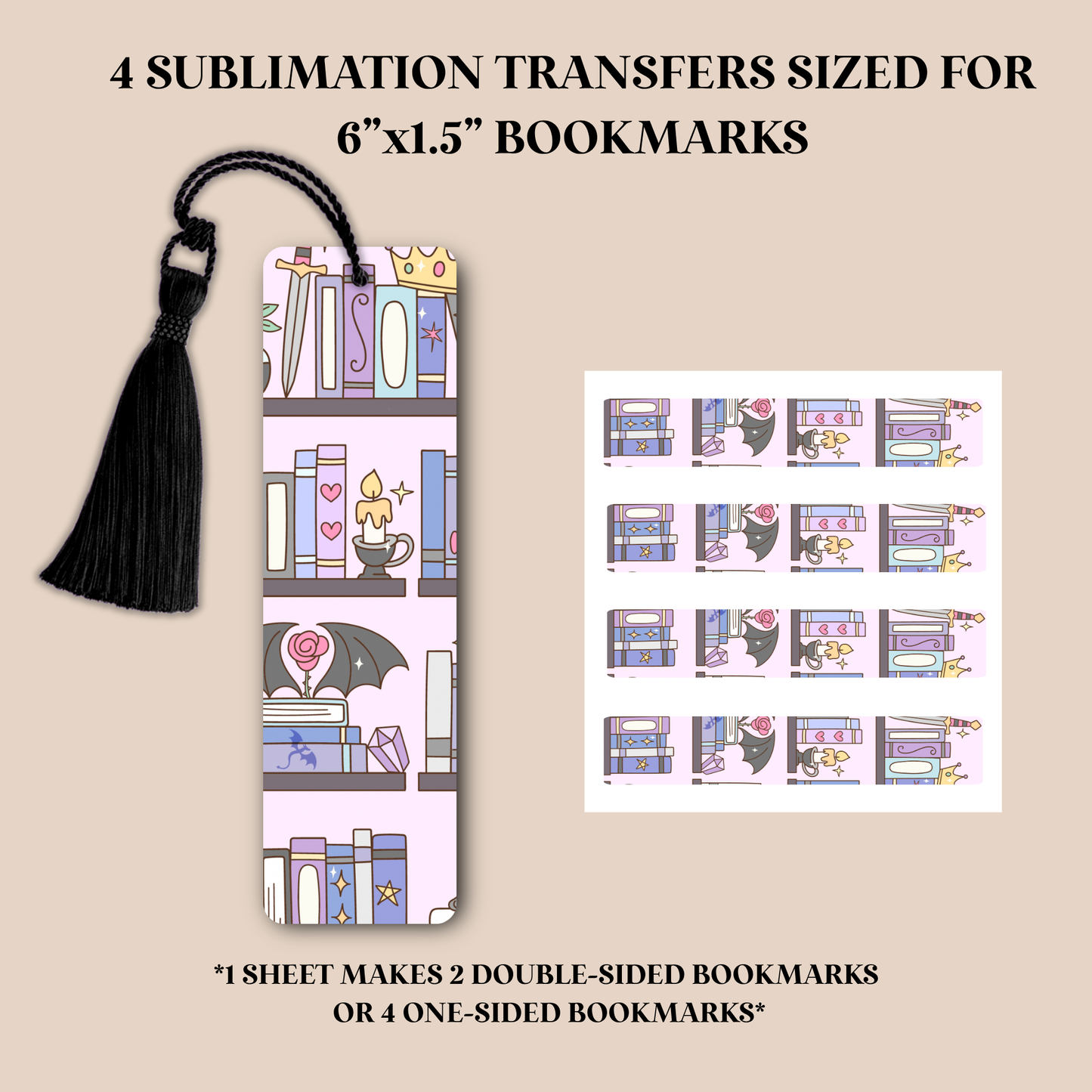 Fantasy Bookshelf Bookmark Sublimation Transfer