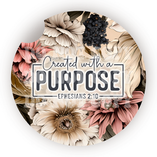 Created With A Purpose Car Coaster Sublimation Transfer (Set of 2)