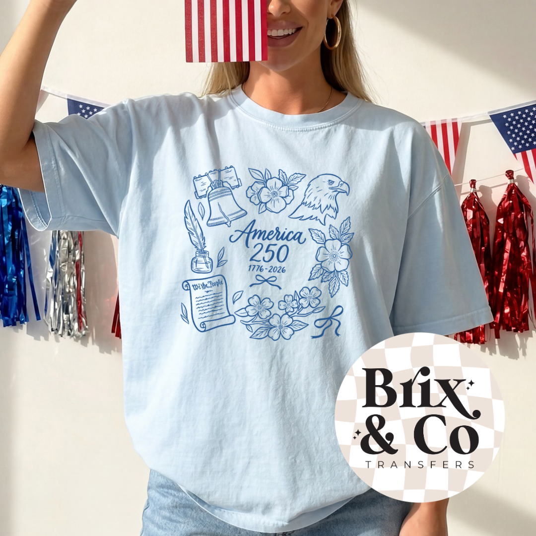 America 250 Doodles Single Color (Royal)
