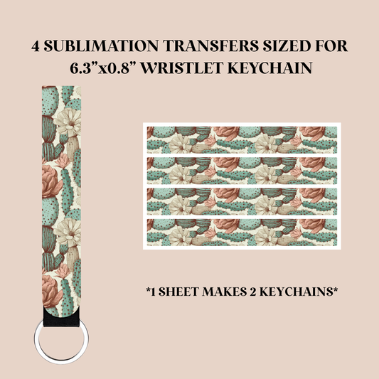 Textured Cactus Wristlet Keychain Sublimation Transfer