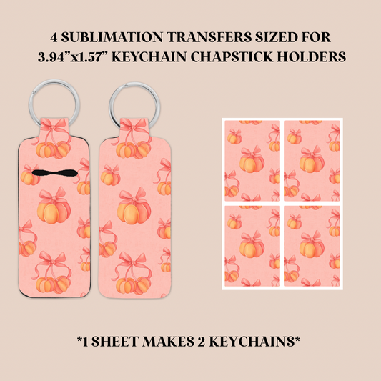 Coquette Pumpkins Keychain Chapstick Holder Sublimation Transfer