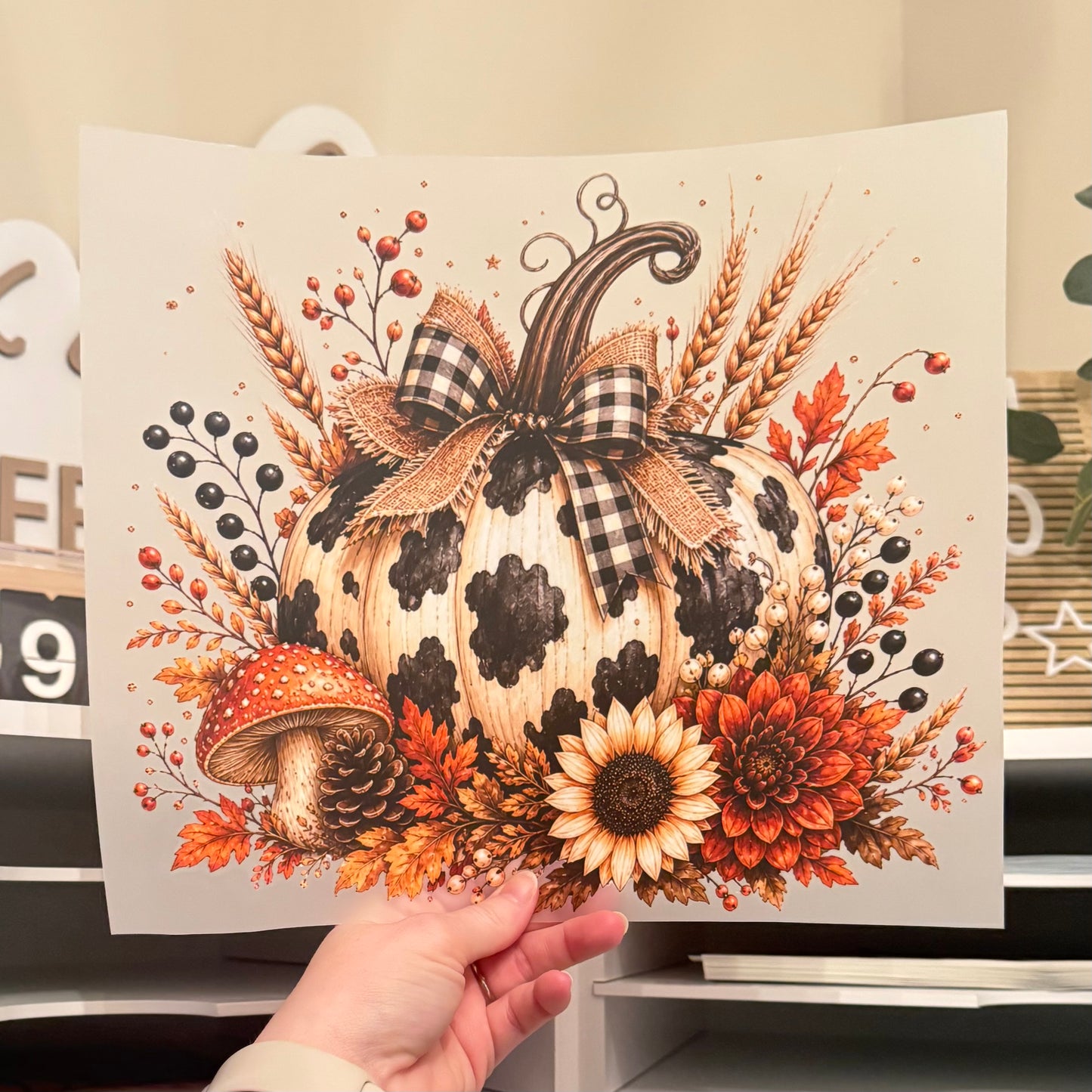 Cow Print Pumpkin DTF HOT PEEL