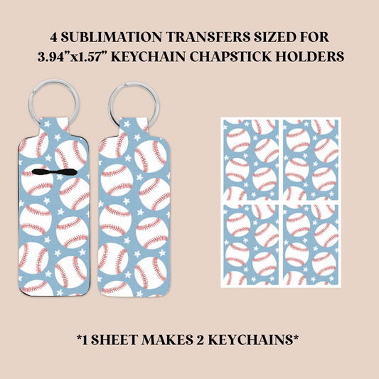 Baseballs Keychain Chapstick Holder Sublimation Transfer