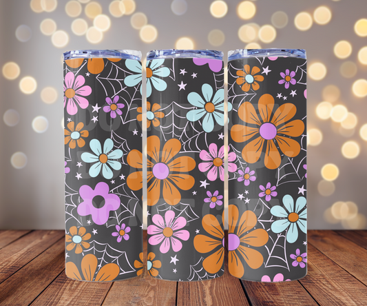 Spooky Floral 20 oz Skinny Tumbler Sublimation Transfer- Seamless