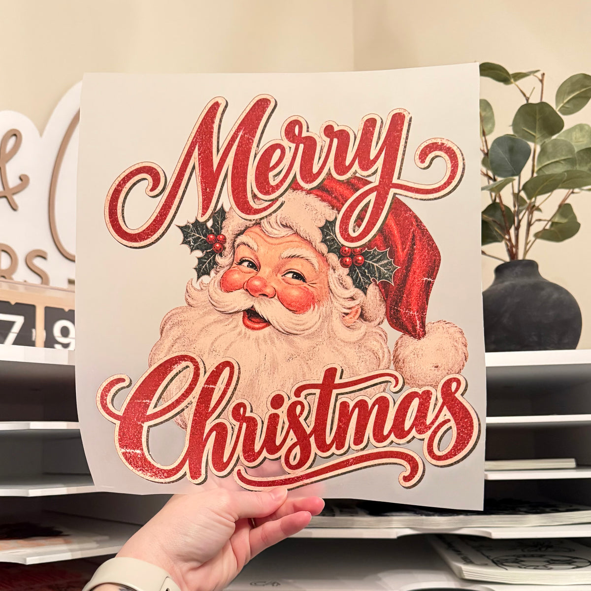 Merry Christmas Vintage Santa DTF HOT PEEL