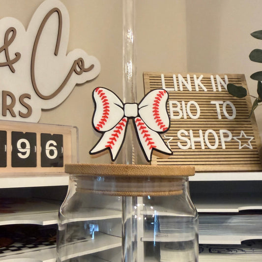 Baseball Bow 3D Printed Straw Topper