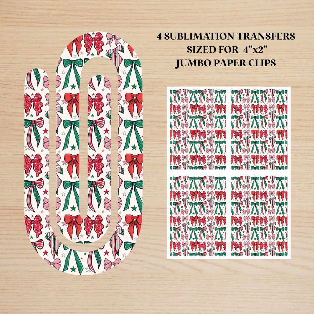 Christmas Bows Jumbo Paperclip Sublimation Transfer