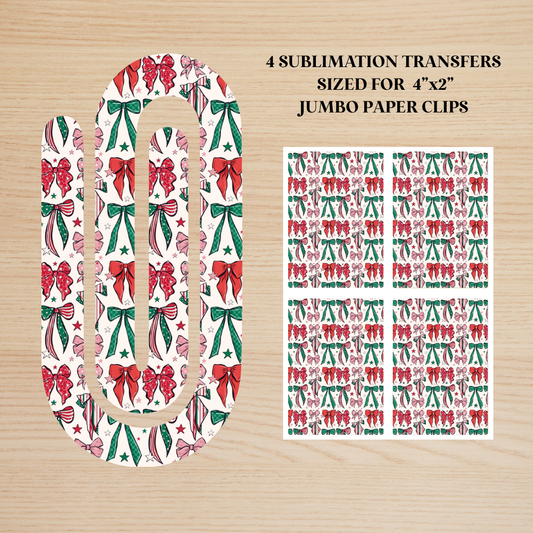 Christmas Bows Jumbo Paperclip Sublimation Transfer