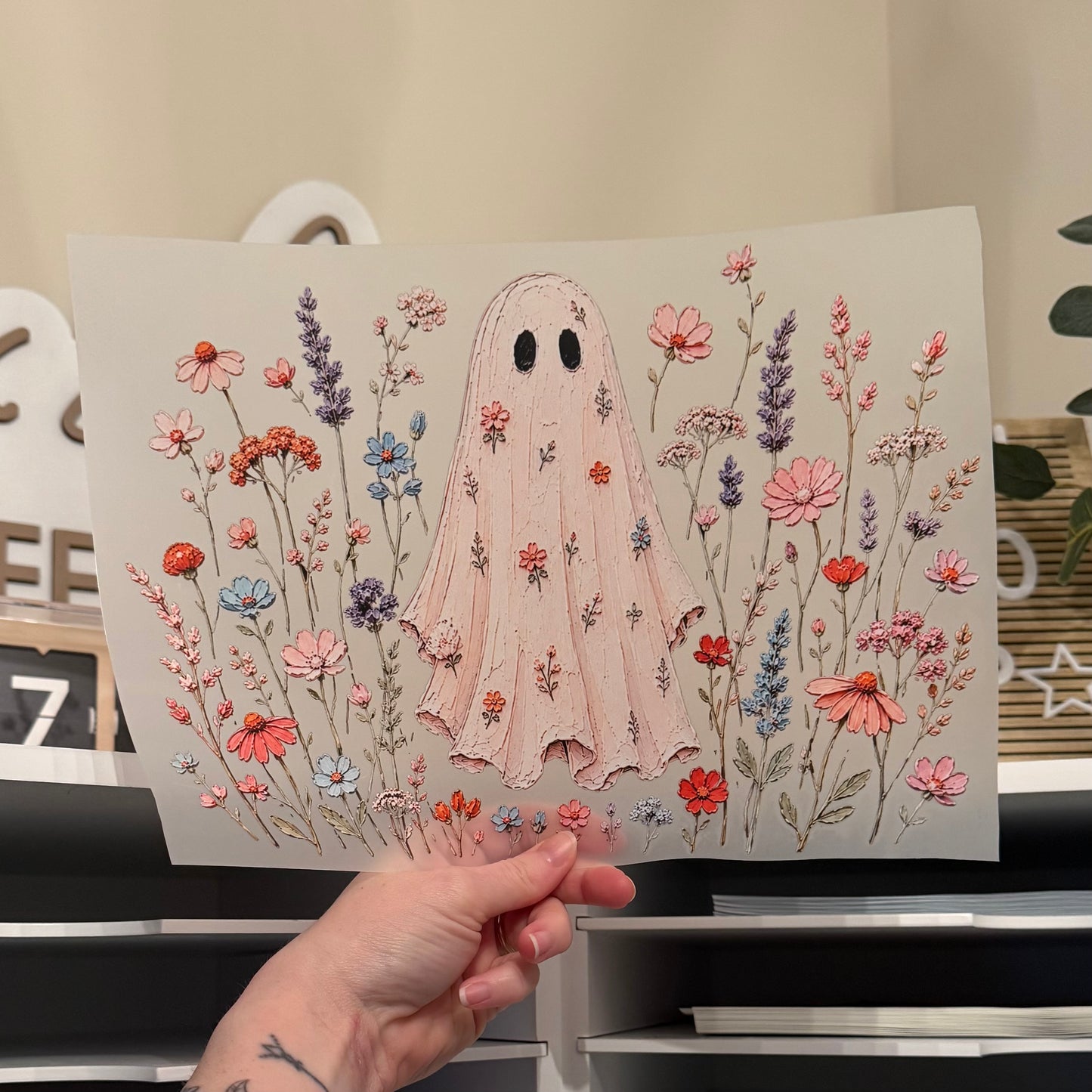 Floral Ghost DTF HOT PEEL