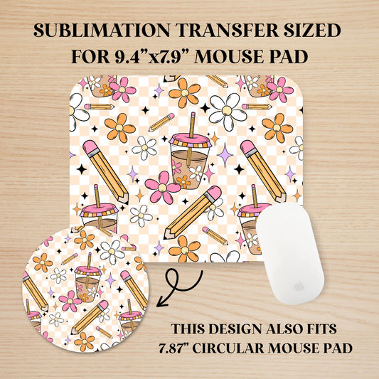 Teacher Iced Coffee Mouse Pad Sublimation Transfer