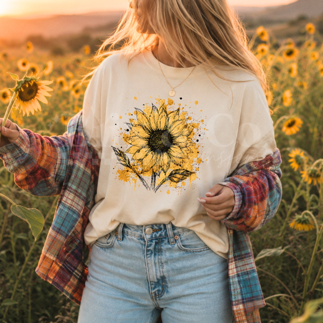 Sunflower Splatter DTF HOT PEEL