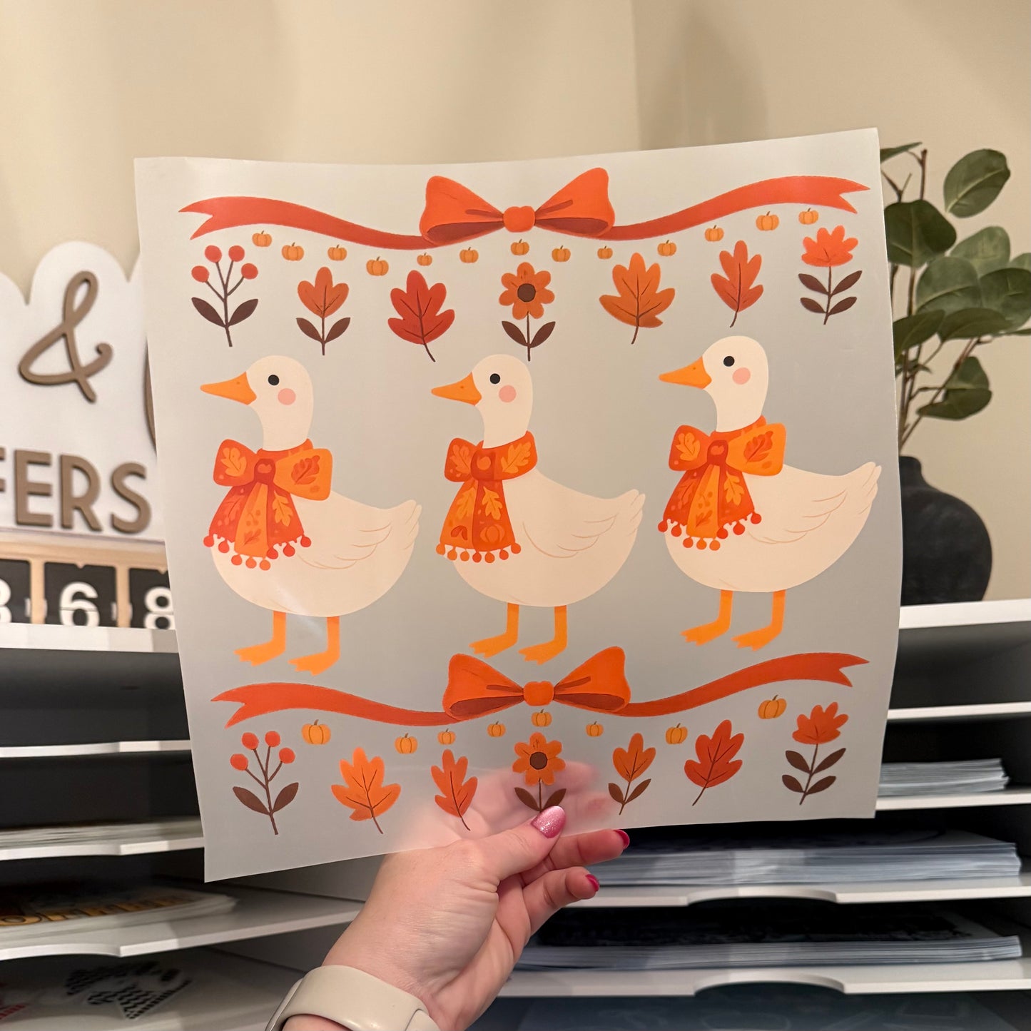 Vintage Fall Geese DTF HOT PEEL