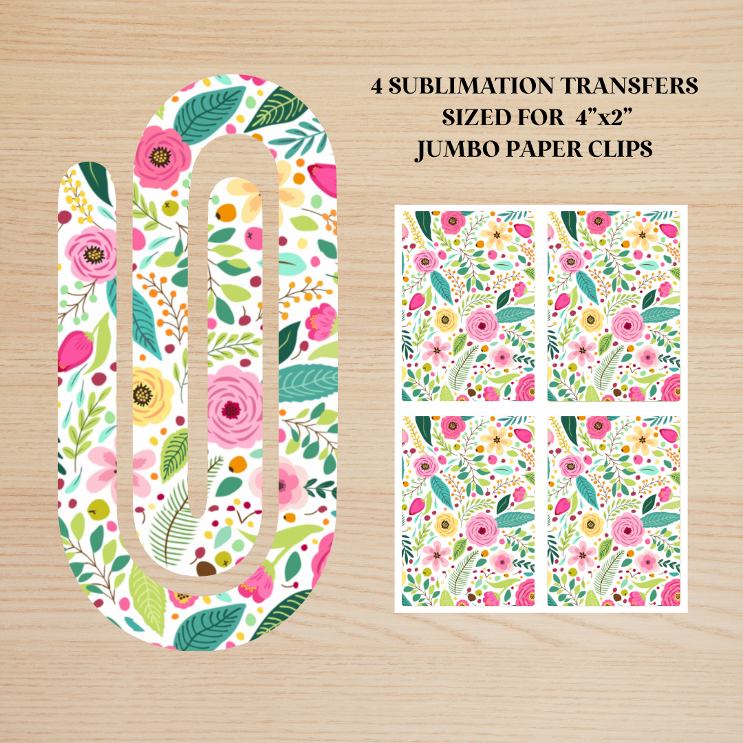 Floral Greenery Jumbo Paperclip Sublimation Transfer