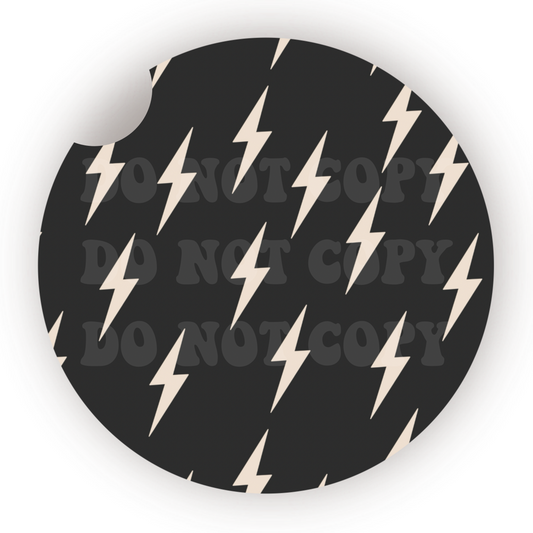 White Lightning Bolts Car Coaster Sublimation Transfer (Set of 2)