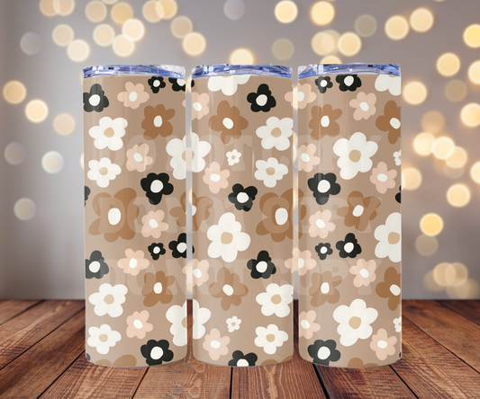 Neutral Flowers 20 oz Skinny Tumbler Sublimation Transfer - Seamless