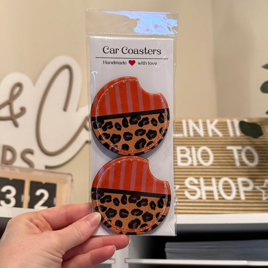 Leopard & Stripes Car Coasters