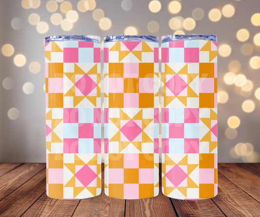 Summer Quilt 20 oz Skinny Tumbler Sublimation Transfer - Seamless