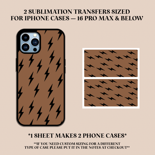 Black Lightning Bolts Phone Case Sublimation Transfer