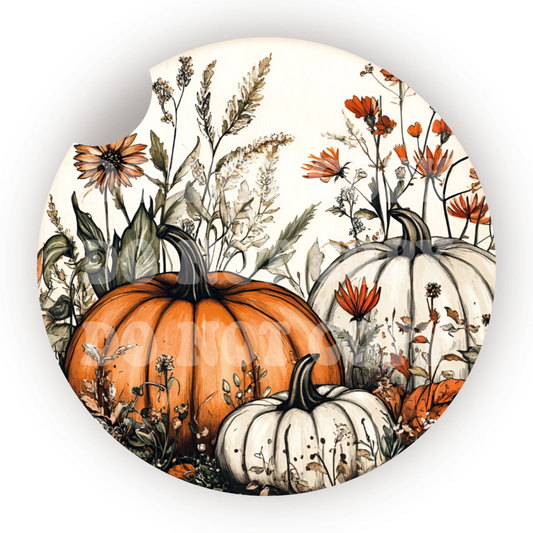 Floral Pumpkins Car Coaster Sublimation Transfer (Set of 2)