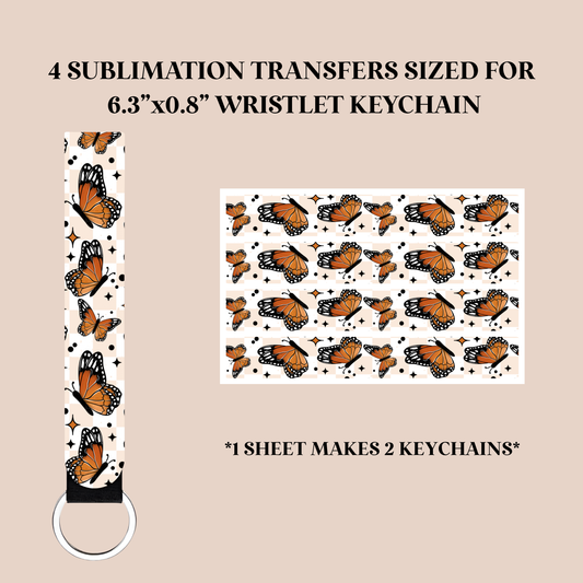 Monarch Butterflies Wristlet Keychain Sublimation Transfer