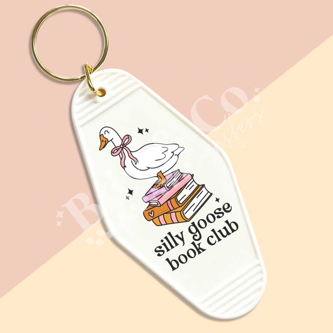 Silly Goose Book Club Motel Keychain UVDTF Transfer