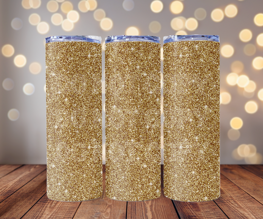 Gold Faux Glitter 20 oz Skinny Tumbler Sublimation Transfer - Seamless