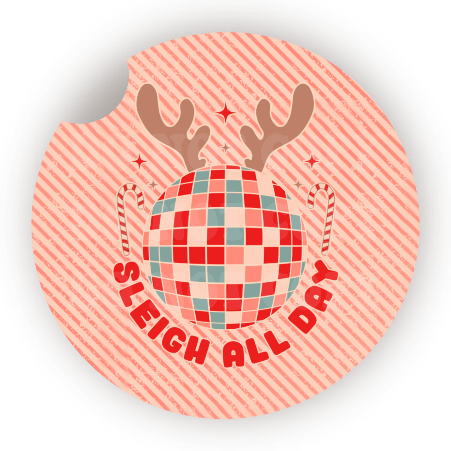 Sleigh All Day Car Coaster Sublimation Transfer (Set of 2)