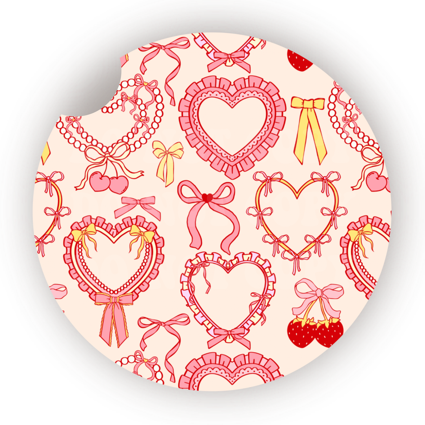 Frilly Hearts Car Coaster Sublimation Transfer (Set of 2)