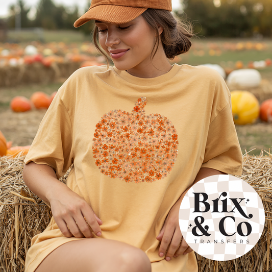 Floral Pumpkin DTF HOT PEEL