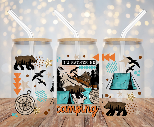 I’d Rather Be Camping UVDTF 16oz Glass Can Wrap