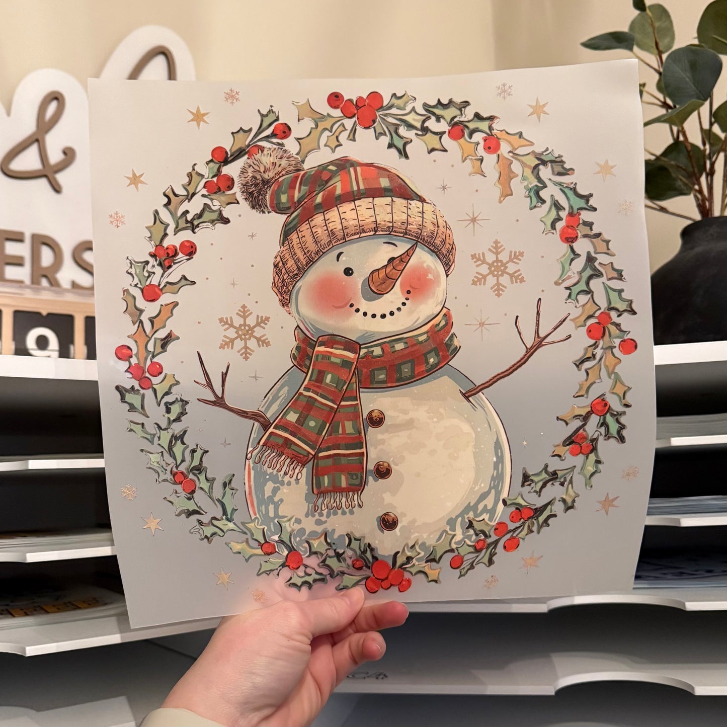 Snowman Wreath DTF HOT PEEL