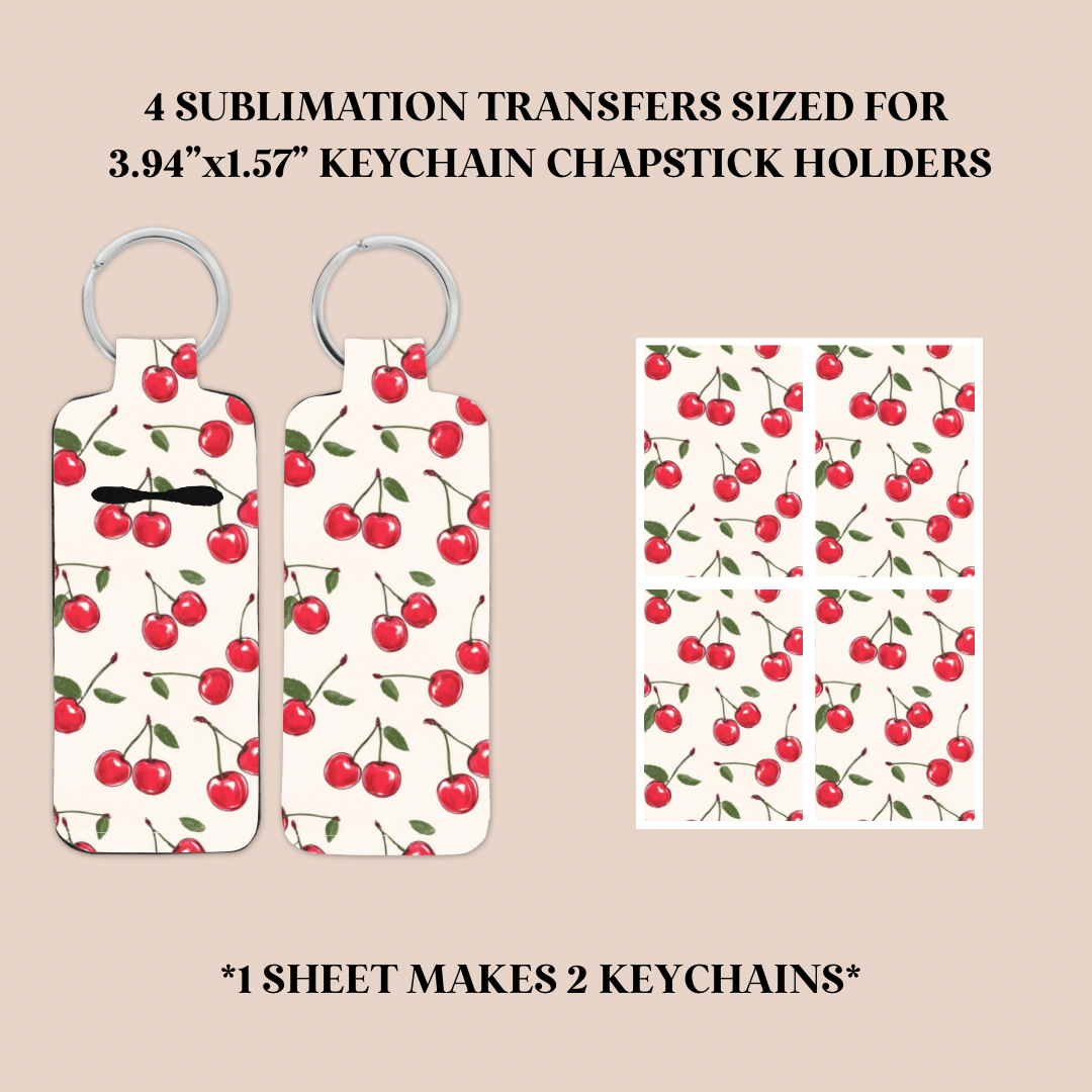 Cherries Keychain Chapstick Holder Sublimation Transfer