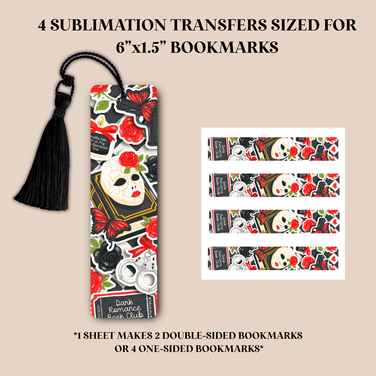 Dark Romance Book Club Bookmark Sublimation Transfer