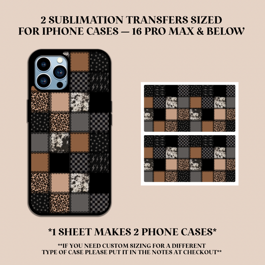 Cowhide Patchwork Phone Case Sublimation Transfer