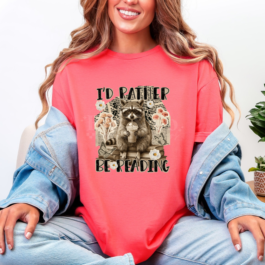 Rather Be Reading Raccoon DTF HOT PEEL