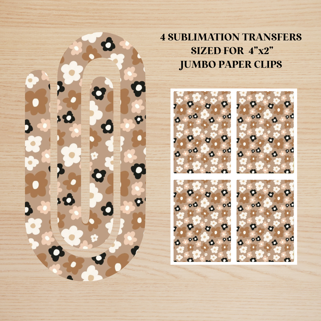 Neutral Flowers Jumbo Paperclip Sublimation Transfer