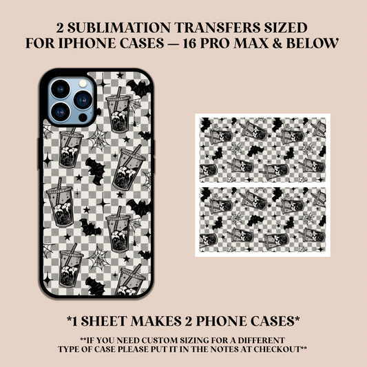 Spooky Iced Coffee Phone Case Sublimation Transfer
