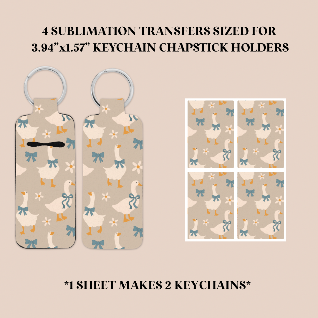 Coquette Goose Keychain Chapstick Holder Sublimation Transfer