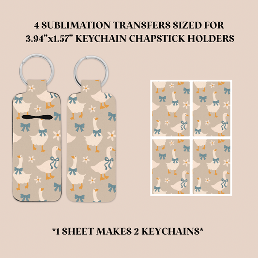 Coquette Goose Keychain Chapstick Holder Sublimation Transfer