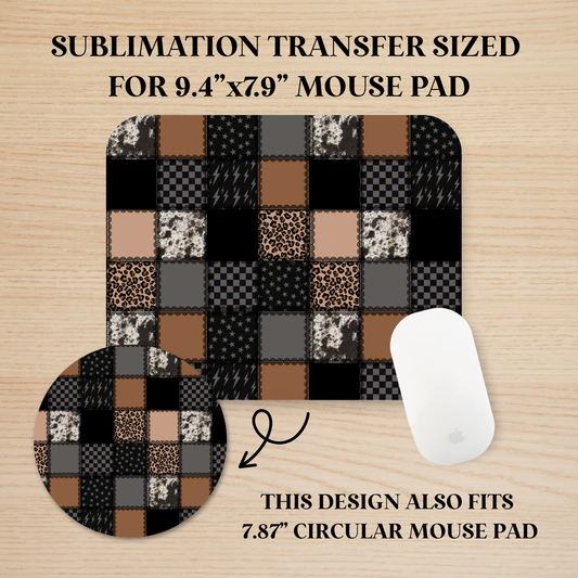 Cowhide Patchwork Mouse Pad Sublimation Transfer