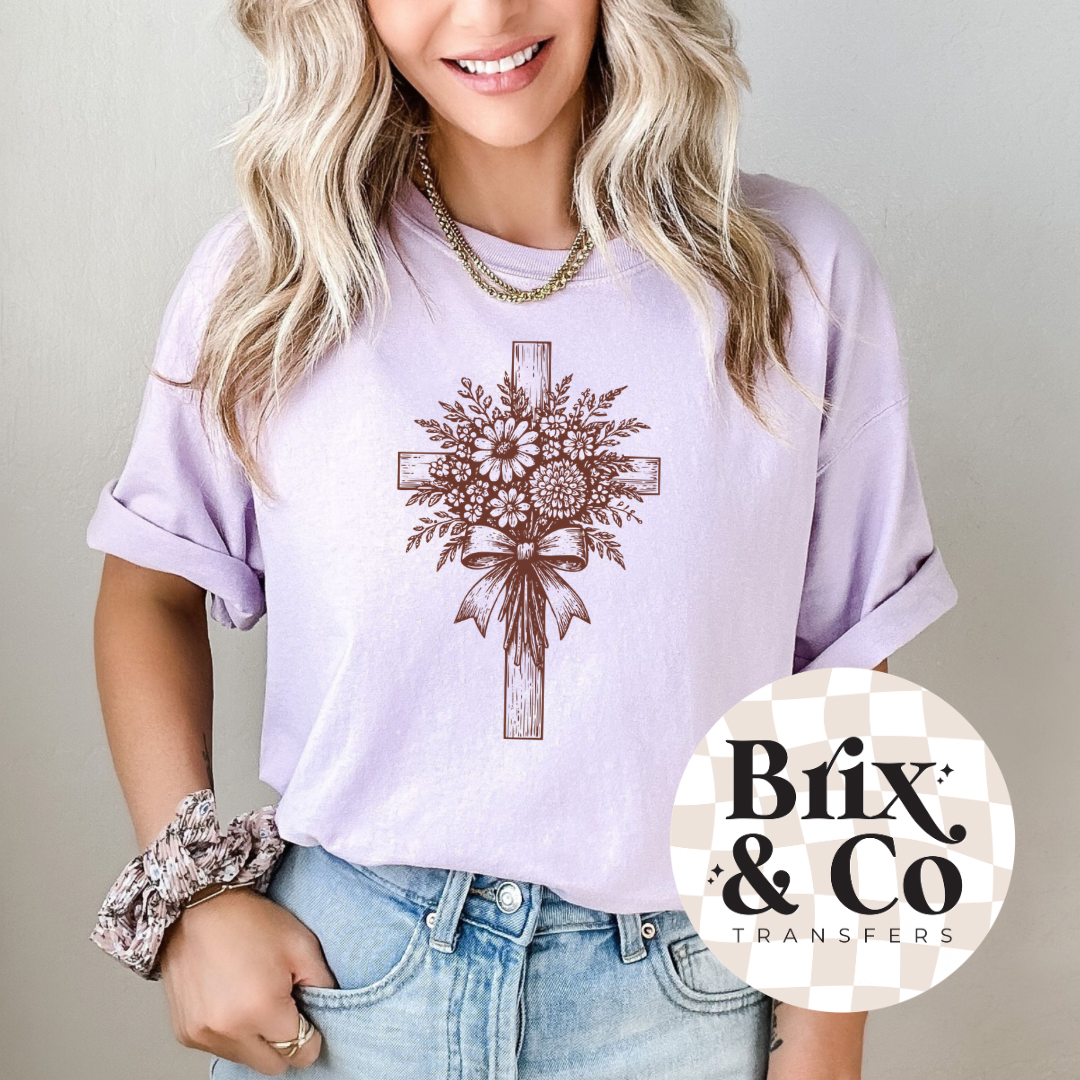 Floral Cross Single Color (Brown)