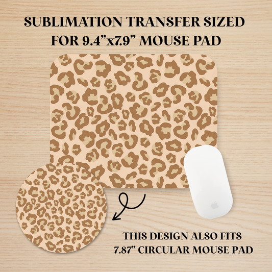 Tan Leopard Print Mouse Pad Sublimation Transfer