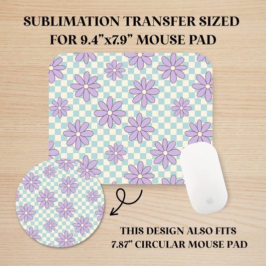 Purple Flowers Mouse Pad Sublimation Transfer